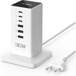 prelungitor tip turn tessan ts-cs04, 6 prize, 4 usb, 2 usb-c, 30 w, cablu 2m