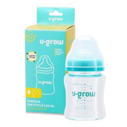 Biberon De Sticla 120 Ml+2 Tetine,U-Grow