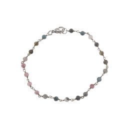Bratara pentru glezna Turmalina multicolora sfere fatetate din metal antichizat, 4mm