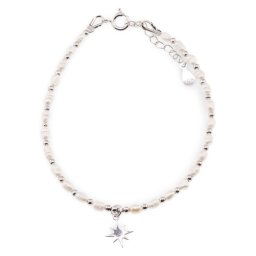 Bratara Perle de cultura albe lunguiete si charm stea din argint 925