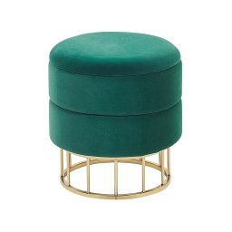 Produs Resigilat Taburet Re-Bloom Elgin cu spatiu de depozitare, 37x37x42 cm, catifea, picioare metal, 100 kg, verde inchis - Verificat A