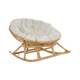 Produs Resigilat Fotoliu balansoar Re-Bloom Orvieto, ratan/bumbac viscoza, 110x108x72 cm, perna inclusa, 100 kg, bej/natur - Verificat A