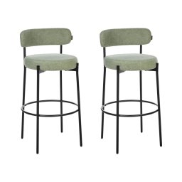 Produs Resigilat Set 2 scaune de bar Re-Bloom Allison, textil/metal, 50x50x97 cm, suport picioare, 120 kg, verde/negru - Verificat A