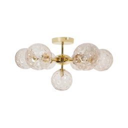 Produs Resigilat Plafoniera Re-Bloom Anadyr, sticla/metal, 52x52x28 cm, 7 lumini G9 max 25W, 230V, bec neinclus, auriu - Verificat A