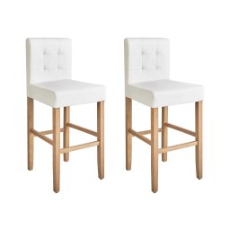 Produs Resigilat Set 2 scaune de bar Re-Bloom Madison, piele ecologica/otel/cauciuc, 47x52x108 cm, 115 kg, alb/natur - Verificat A