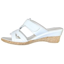 Papuci dama, Nicolis, 60663-Alb, casual, piele naturala, cu platforma, alb (Marime: 40)