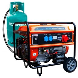 Generator EXTRALINK EGH-5000, Benzina/Gaz, 5.5kW, 25L, Trifazat, autonomie 11h, Negru/Portocaliu
