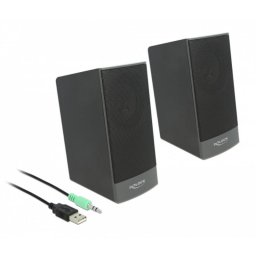 Boxe stereo, Delock, USB/3,5 mm Jack, Negru