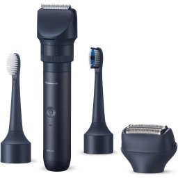 Aparat de tuns barba si parul, shaver & periuta de dinti Panasonic MultiShape XSHAPE Travel, acumulator Li-Ion, autonomie 70 min, quick charge 1H, utilizare piele umeda/uscata, husa transport, Negru