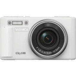 Camera foto compacta Yashica City 100, Senzor CMOS Sony 13 MP, zoom optic 3x, filmare 4k, ecran 2.8 inch, Wi-Fi, Alb