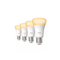 Becuri inteligente Philips Hue A60 E27, alb, set 4 bucati