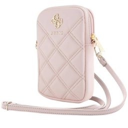 Husa Guess Zip Quilted 4G compatibila cu dispozitive de pana la 8.9 inch, Roz