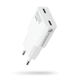 Incarcator EverActive 2 x USB-C Quick Charge 4+ 30W SUPER SLIM Alb