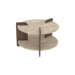 Masă de cafea PURO, Ø 70 cm, bej/nuc