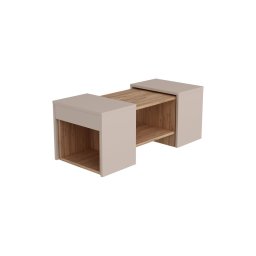 Set de 3 măsuțe de cafea SOLIS 45/45/100x30/30/40 cm bej/molid