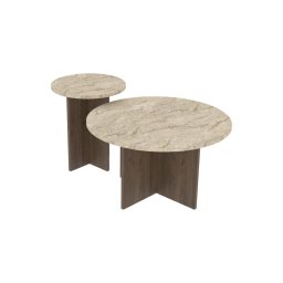 Set de 2 mese de cafea PURO, Ø 40/70 cm, nuc/bej