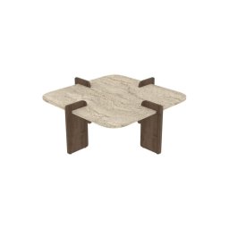 Masă de cafea PURO 90x90 cm bej/nuc