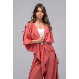 Bolero Kimono Hermosa Cărămiziu cu Cataramă Metalică și Nod Sculptural