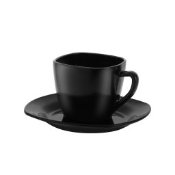 Set cesti cafea cu farfurii 12 piese ZASS Gourmet, 220 ml, negru