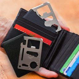 Card multifunctional de portofel din otel inoxidabil, tip survival