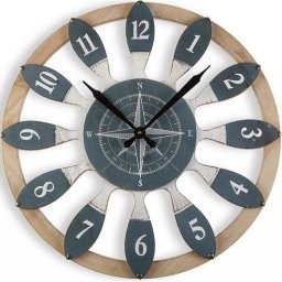 Ceas de perete din lemn 60 cm, design nautic modern pentru living
