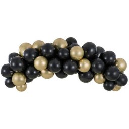Set ghirlanda cu 60 de baloane negre si aurii pentru decor elegant