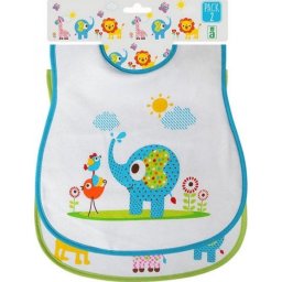 Set 2 bavetici pentru bebe Hessa, cu inchidere Velcro si modele vesele