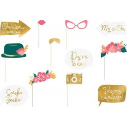 Set 12 accesorii photo booth pentru nunta, reutilizabile