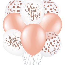 Set 8 baloane pentru petrecerea burlacitelor She Said Yes, decor elegant