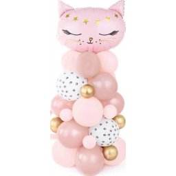 Set baloane decor pisicuta roz pentru petrecere, 34 piese, 83x140 cm