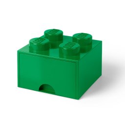 Cutie de depozitare LEGO 2x2 cu sertar, verde, pentru jucarii si accesorii