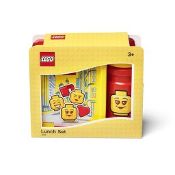 Set pentru pranz LEGO Iconic rosu-galben cu sticla si cutie sandwich