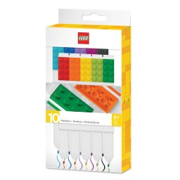 Set 10 markere LEGO colorate cu design placi 2x4, pentru copii 6+ ani