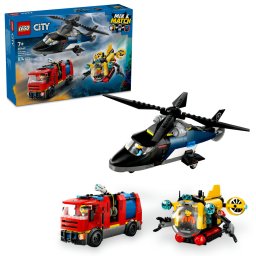 LEGO City Elicopter, camion de pompieri si submarin remixate, 874 piese