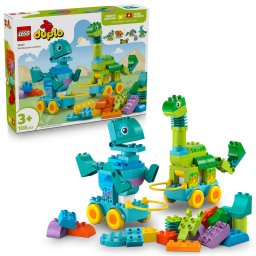 LEGO DUPLO Dinozauri pe roti 3 în 1, 108 piese, 3+ ani