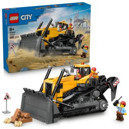 LEGO City Buldozer galben 60466, set de constructie cu 682 piese