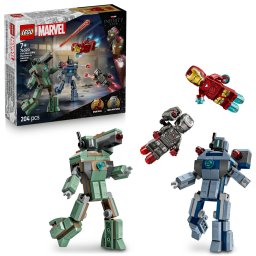 LEGO Marvel Iron Man si War Machine vs dronele Hammer, 204 piese