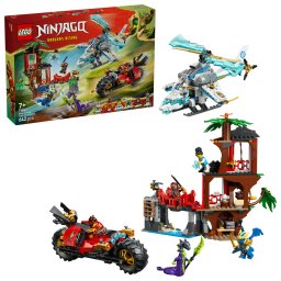 LEGO NINJAGO Lupta la casa din copac cu vehicule ninja, 642 piese