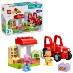 LEGO DUPLO Peppa Pig Tractor si Piata, 18 piese, 2+ ani