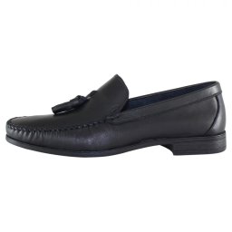 Mocasini barbati, negru, casual, piele naturala, cu ciucuri, cu toc, Dogati 7005-Negru (Marime: 41)