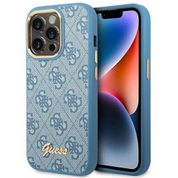 Husa Guess GUHCP14XHG4SHB iPhone 14 Pro Max 6.7 "blue / blue hard case 4G Vintage Gold Logo