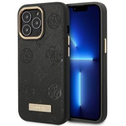 Husa Guess GUHMP14LSAPSTK iPhone 14 Pro 6.1" black/black hardcase Peony Logo Plate MagSafe