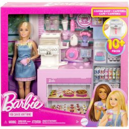 Mattel Papusa You Can Be Anything HXN94 - Barbie Barista, set de joacă cu cafenea și accesorii