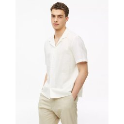 s.Oliver Camasa cu maneca scurta barbati, din bumbac, Resort fit, Alb (SELECTATI MARIMEA: L)
