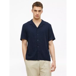 s.Oliver Camasa cu maneca scurta barbati, din bumbac, Resort fit, Bleumarin inchis (SELECTATI MARIMEA: L)