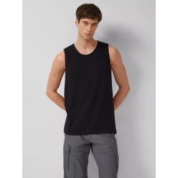 s.Oliver Tricou fara maneca barbati, din jerseu de bumbac, Regular fit, Negru (SELECTATI MARIMEA: S)