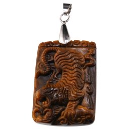 Pandantiv Ochi de tigru figurina gravata tigru, 39mm