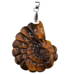Pandantiv Ochi de tigru figurina gravata scoica, 41mm