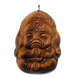 Pandantiv Ochi de tigru figurina gravata Ganesha, 42mm