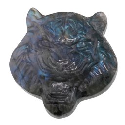 Figurina gravata din Labradorit cap de tigru, 43mm